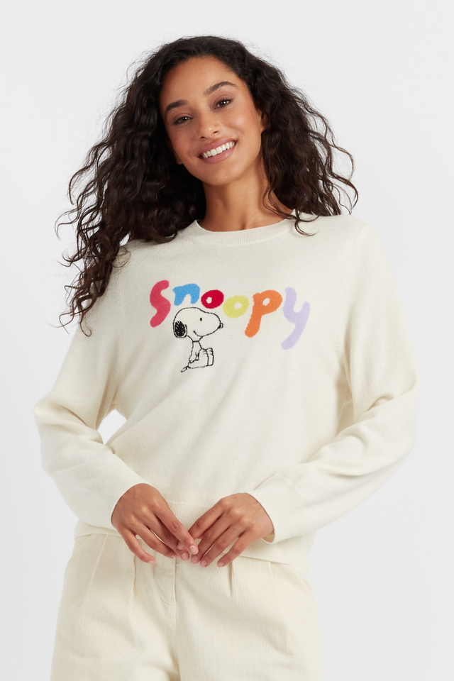 Cream Wool-Cashmere Snoopy Sweater image 1