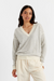 Cream Wool-Cashmere Stripe V-Neck Sweater