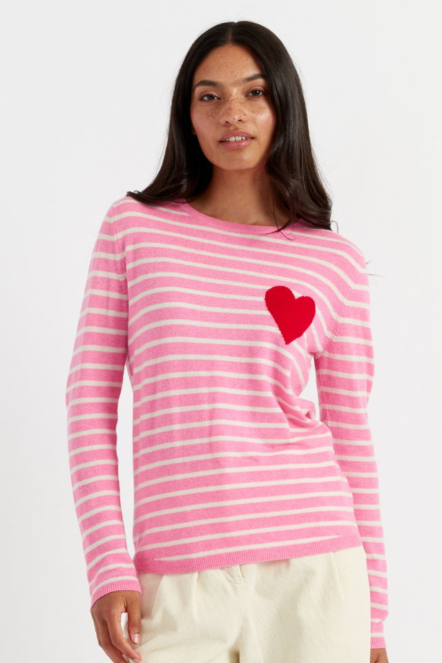 Pink Breton Heart Wool-Cashmere Sweater image 1