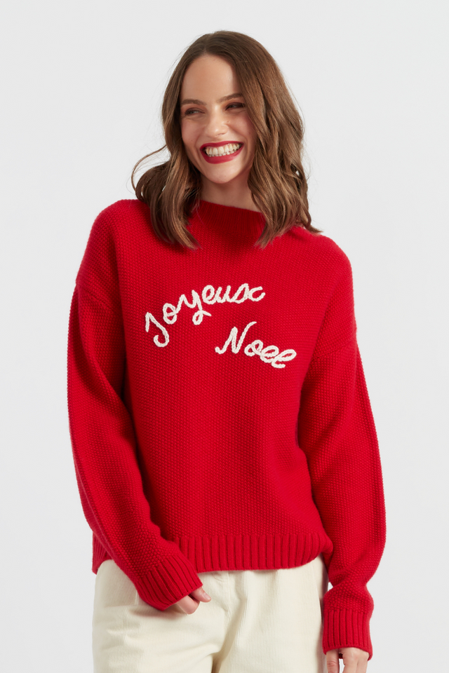 Red Wool-Cashmere Joyeux Noel Sweater image 1