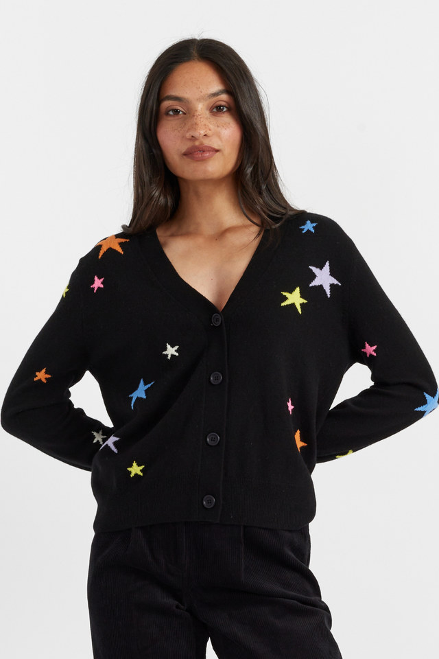 Black Wool-Cashmere Star Cardigan image 1