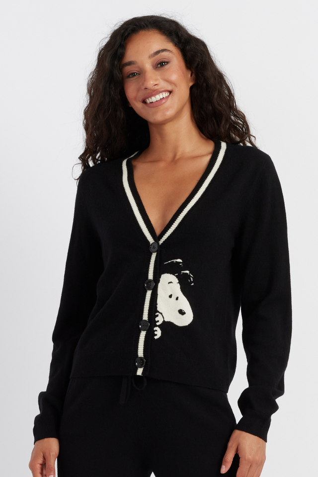 Black Wool-Cashmere Snoopy Cardigan image 1