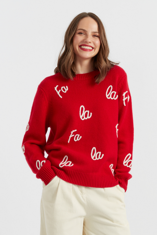 Red Wool-Cashmere Fa La La Sweater image 1