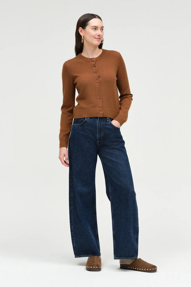 Toffee Wool-Cashmere Crew Neck Cardigan image 2