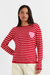 Red Wool-Cashmere Heart Breton Sweater