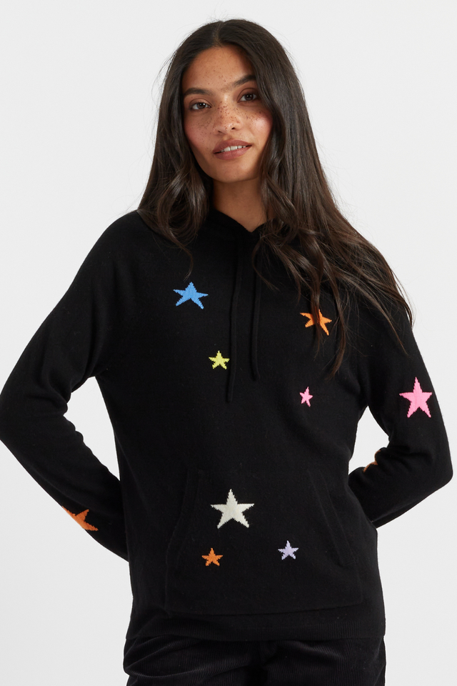 Black Wool-Cashmere Star Hoodie image 1