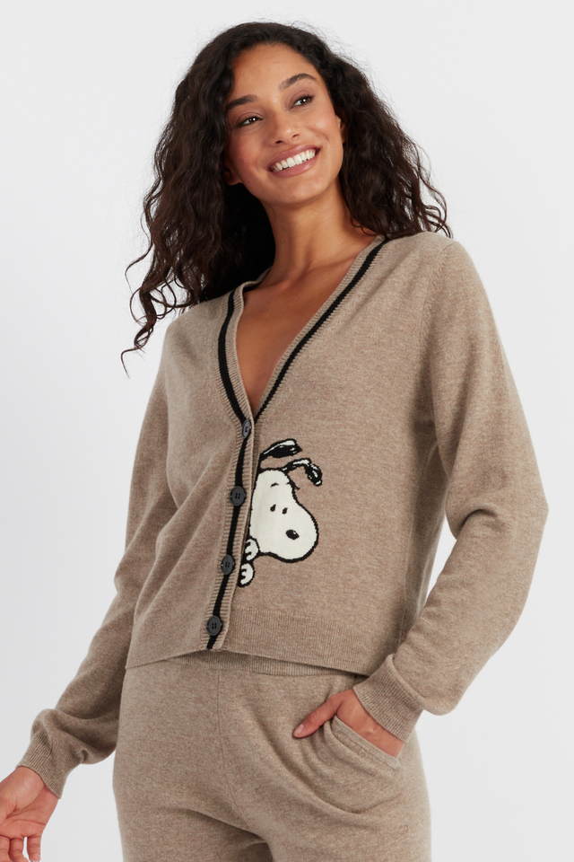 Soft-Truffle Wool-Cashmere Snoopy Cardigan image 1