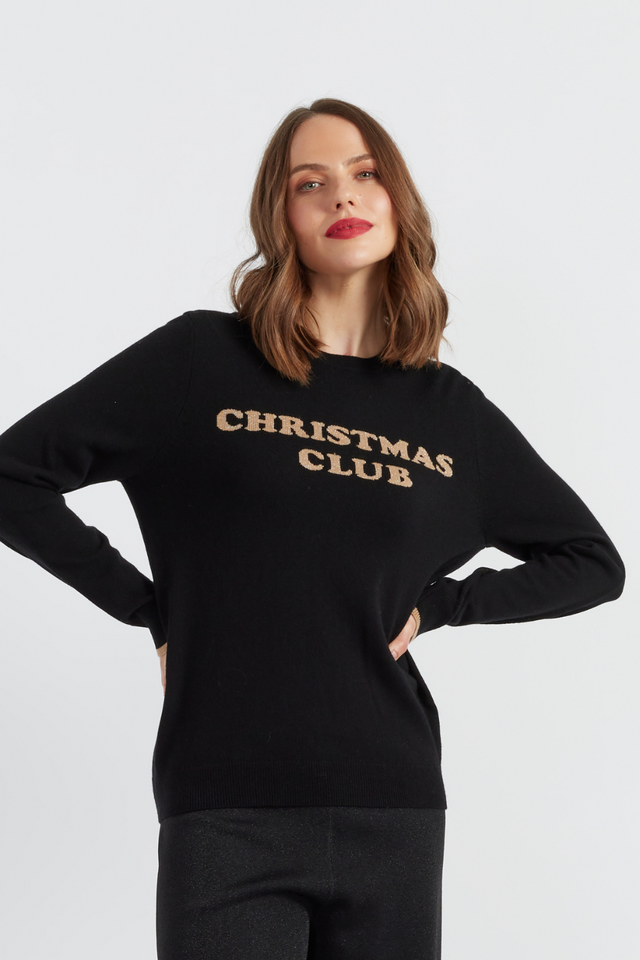 Black Wool-Cashmere Christmas Club Sweater image 1