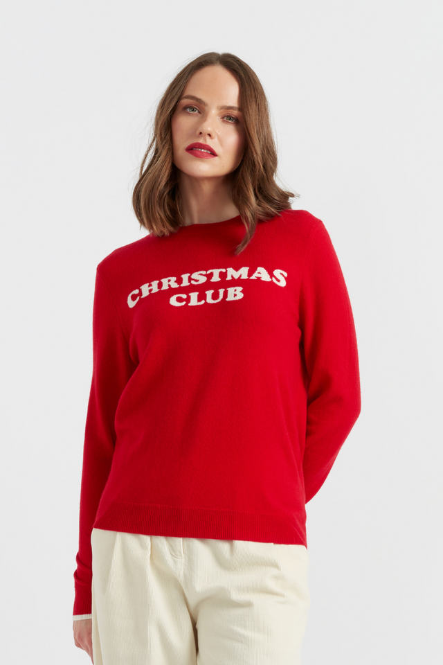 Red Wool-Cashmere Christmas Club Sweater image 1