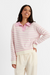 Pink-Lemonade Wool-Cashmere Striped Collar Sweater