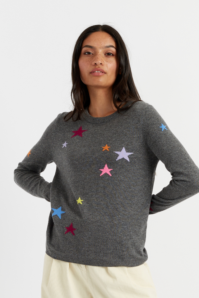 Grey Wool-Cashmere Star Sweater image 1