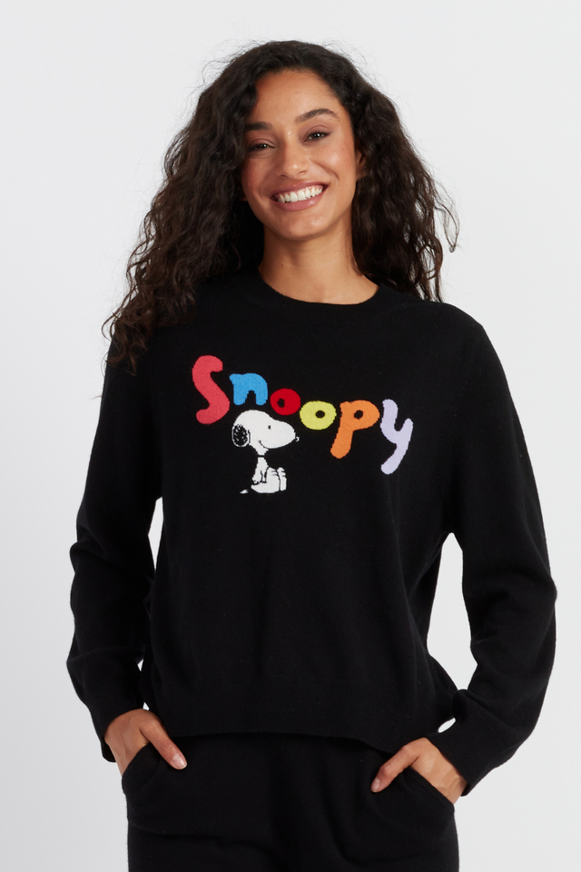 Black Wool-Cashmere Snoopy Sweater image 1