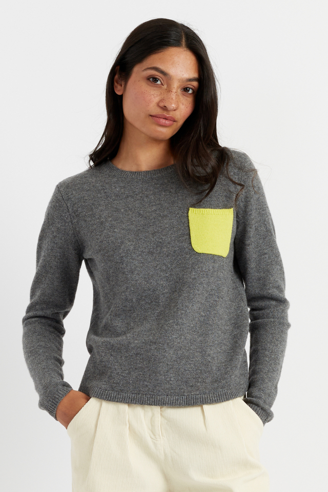 Grey Wool-Cashmere Pocket Sweater image 1