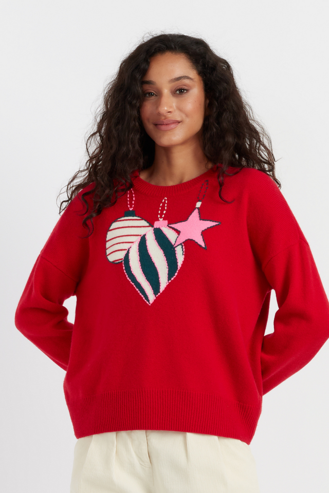 Red Wool-Cashmere Bauble Sweater image 1