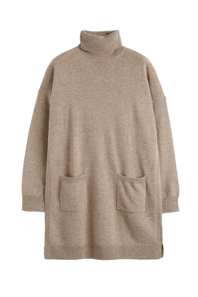 Warm-Oatmeal Wool-Cashmere Mini Rollneck Dress image 4