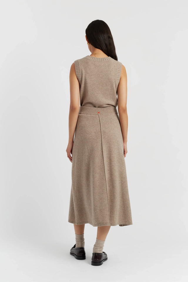 Warm-Oatmeal Wool-Cashmere Midi Skirt image 3