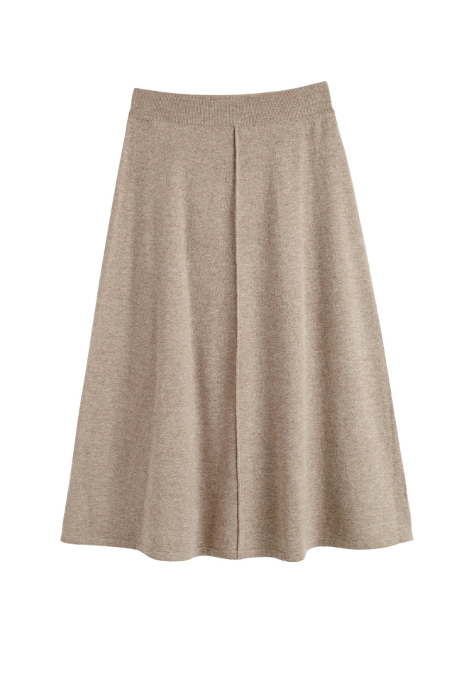 Warm-Oatmeal Wool-Cashmere Midi Skirt image 4