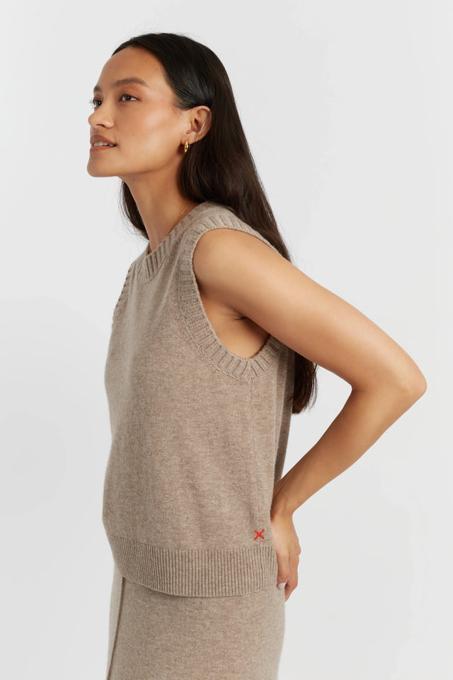 Warm-Oatmeal Wool-Cashmere Tank image 1