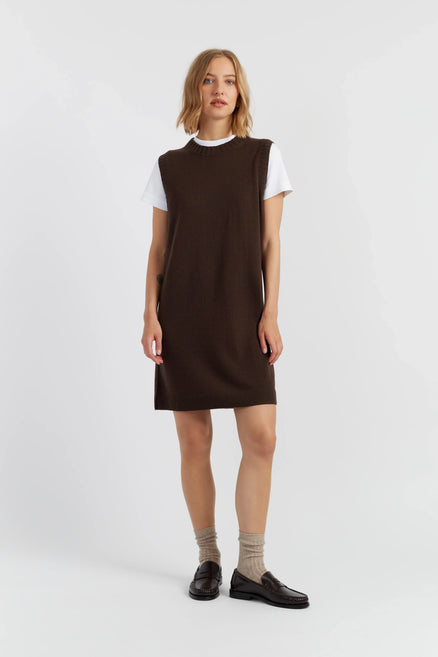 Chocolate Wool-Cashmere Mini Dress