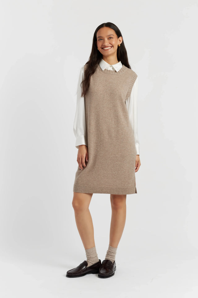 Warm-Oatmeal Wool-Cashmere Mini Dress image 3