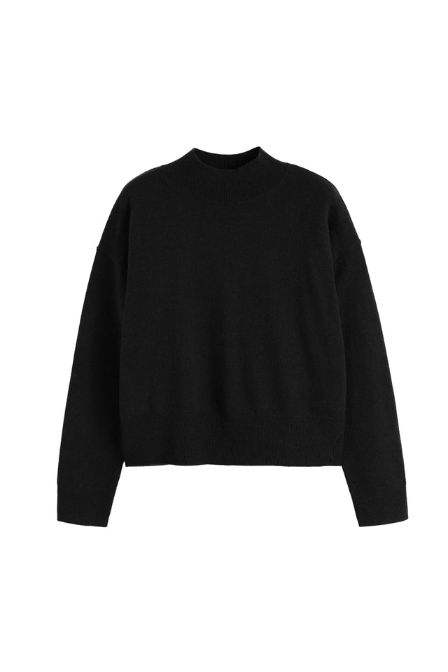 Black Wool-Cashmere Funnel Neck Sweater image 4