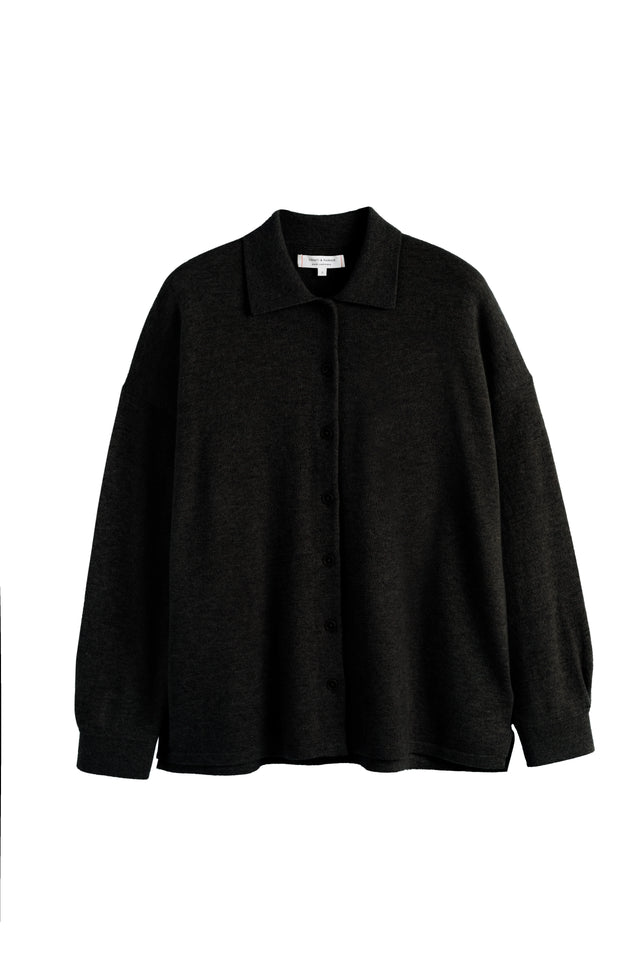 Black Wool-Cashmere Relaxed Shirt image 4