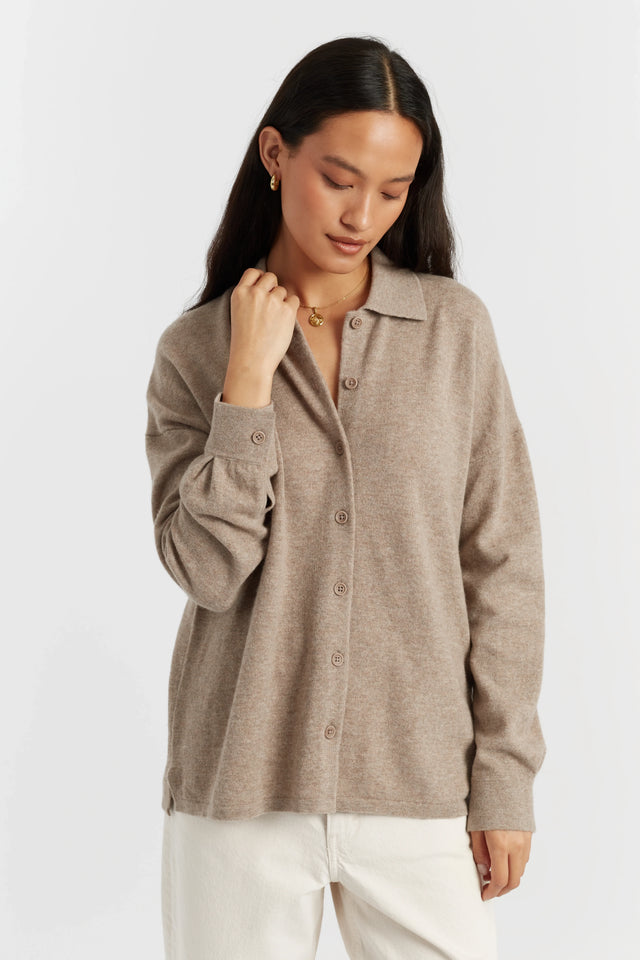 Warm-Oatmeal Wool-Cashmere Relaxed Shirt image 1