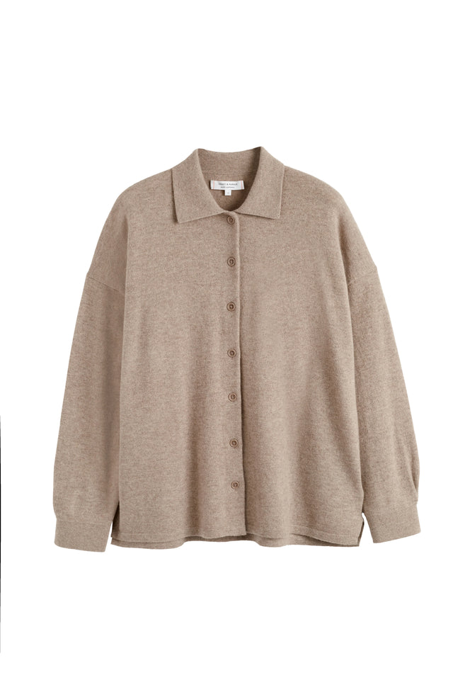 Warm-Oatmeal Wool-Cashmere Relaxed Shirt image 3