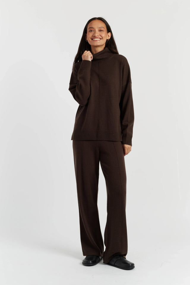 Chocolate Wool-Cashmere Relaxed Rollneck Sweater image 2