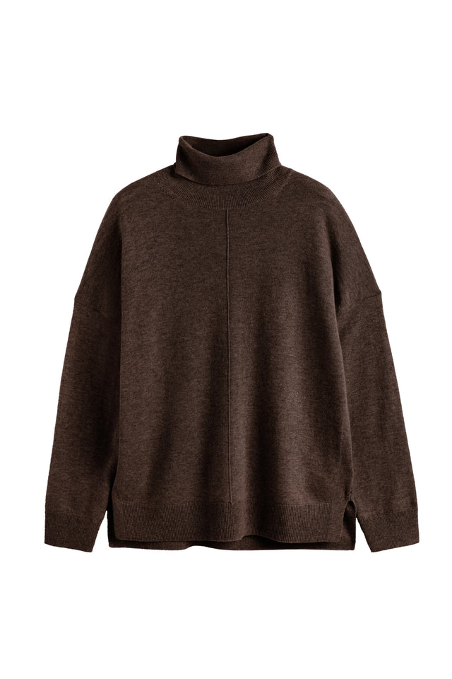 Chocolate Wool-Cashmere Relaxed Rollneck Sweater image 4