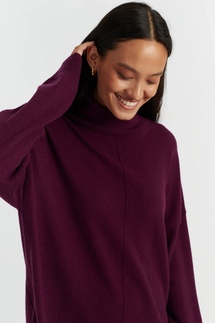 Mulberry Wool-Cashmere Relaxed Rollneck Sweater