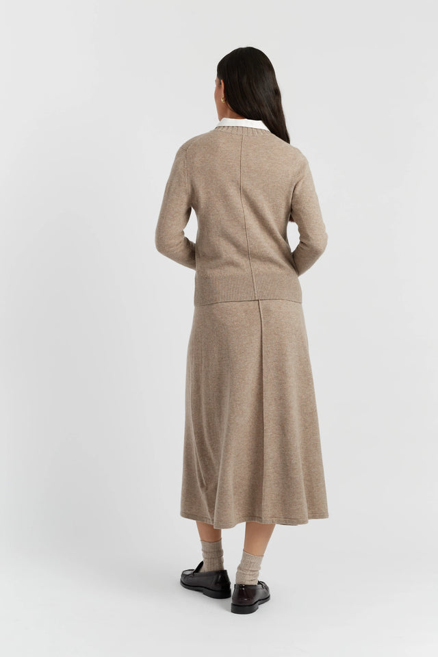 Warm-Oatmeal Wool-Cashmere Cropped Sweater image 3