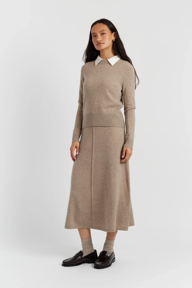 Warm-Oatmeal Wool-Cashmere Cropped Sweater image 2