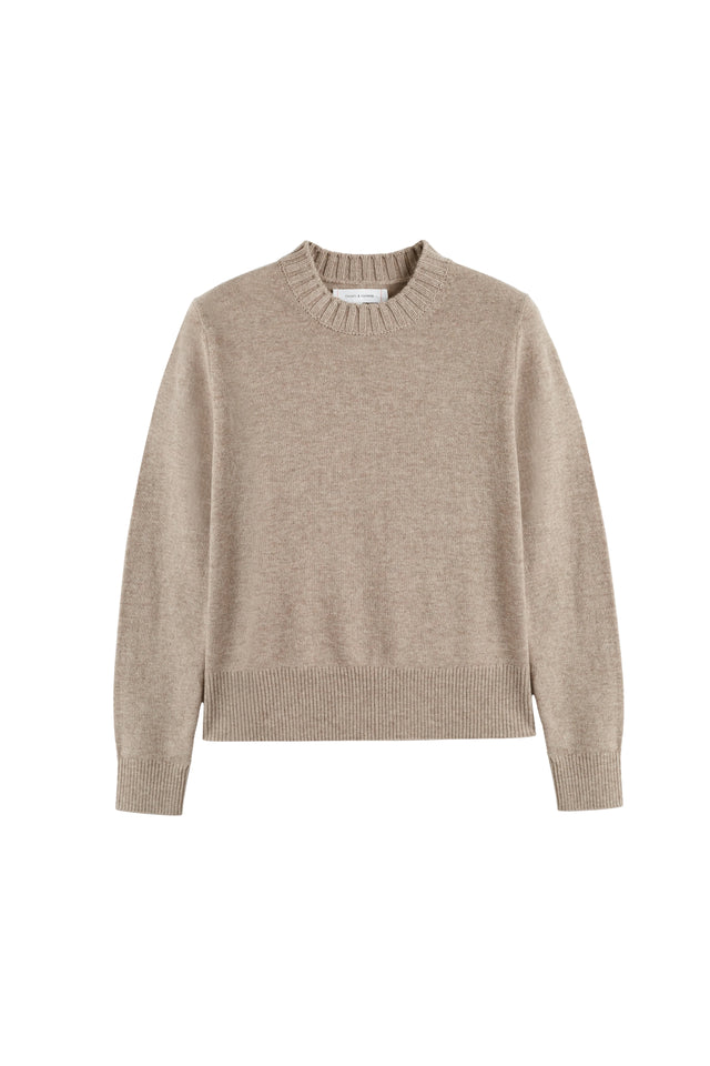 Warm-Oatmeal Wool-Cashmere Cropped Sweater image 4