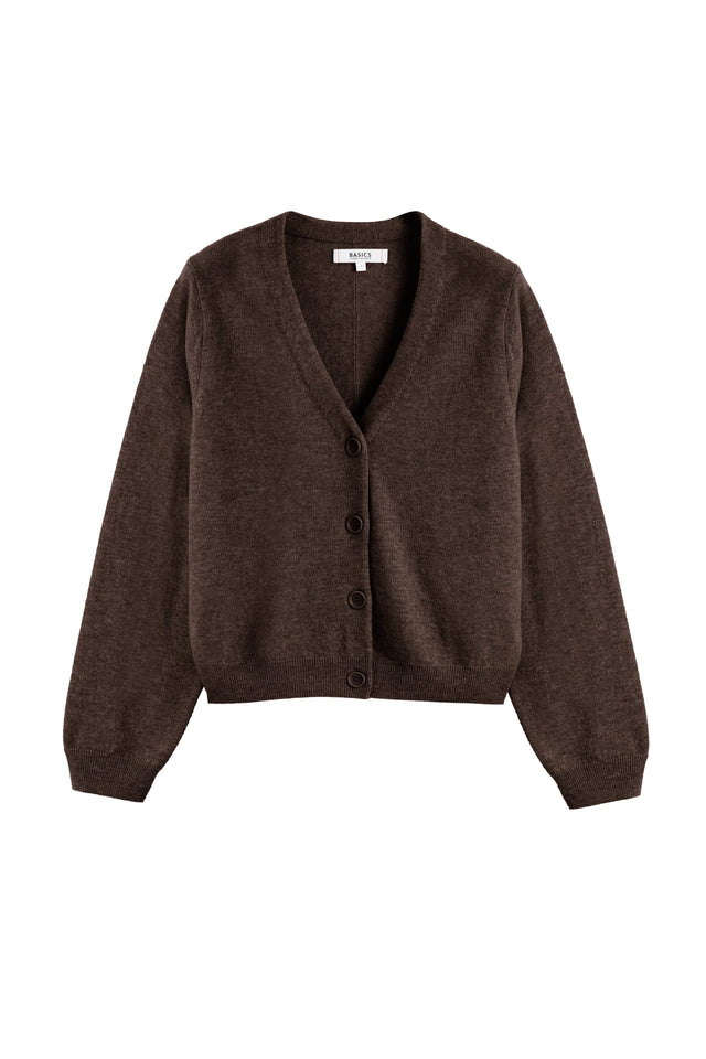 Chocolate Wool-Cashmere Cropped Cardigan image 4