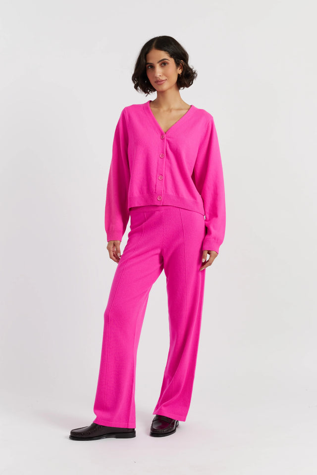Fuchsia Wool-Cashmere Cropped Cardigan image 2
