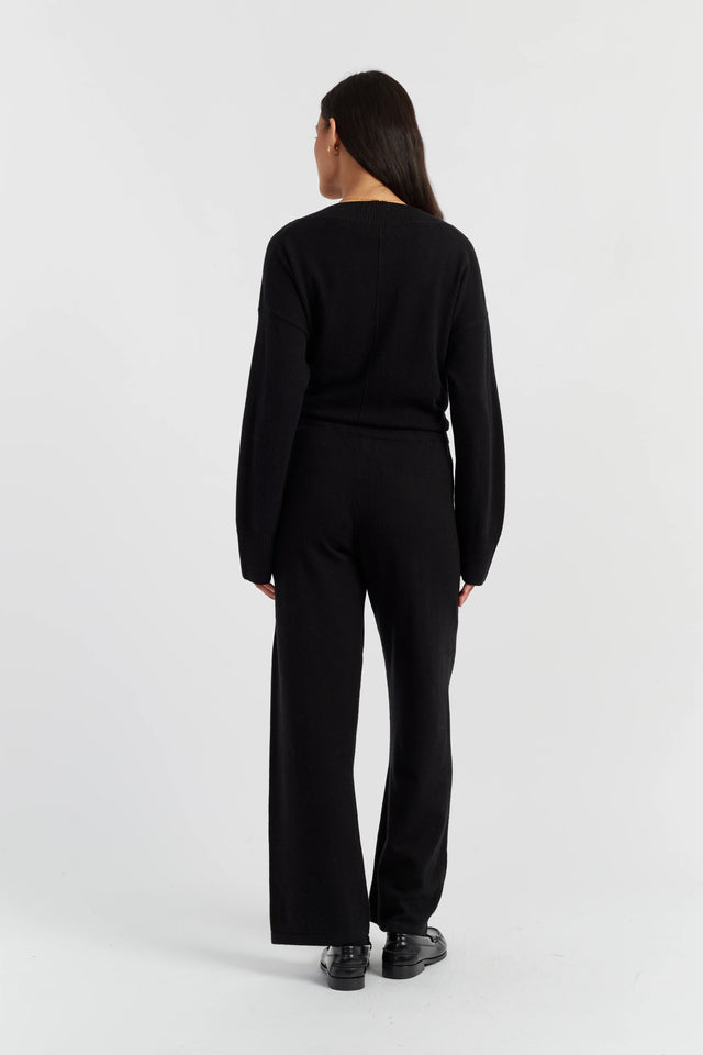 Black Wool-Cashmere V-Neck Sweater image 3