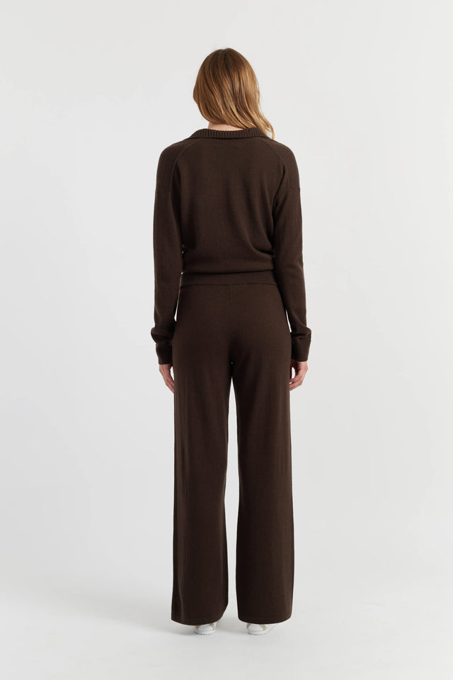 Chocolate Wool-Cashmere Wide-Leg Track Pants image 3