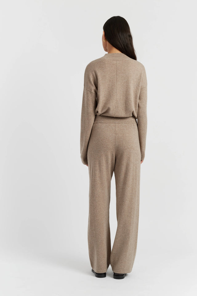 Warm-Oatmeal Wool-Cashmere Wide-Leg Track Pants image 2