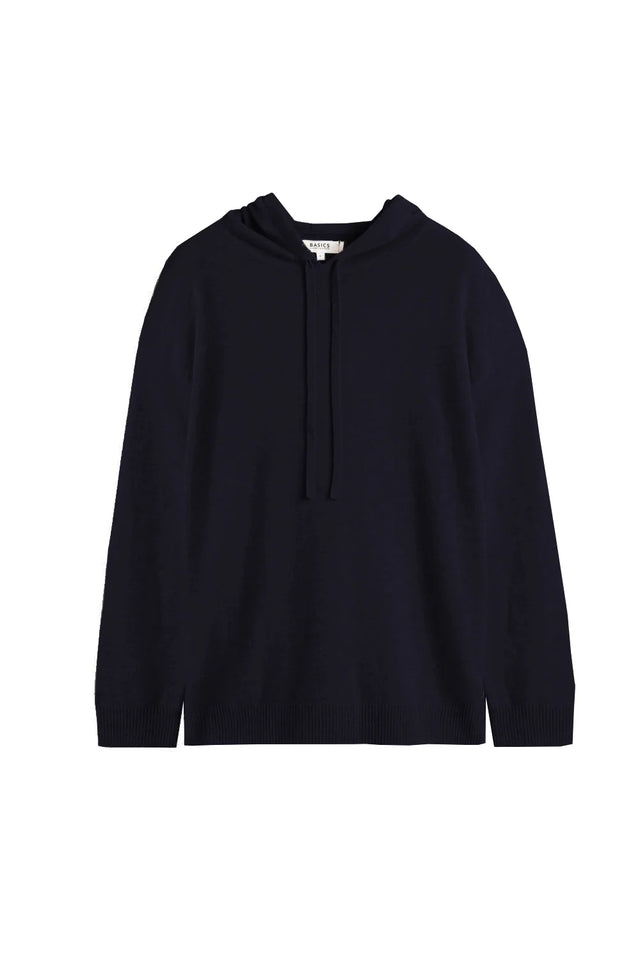Navy Wool-Cashmere Relaxed Hoodie image 4