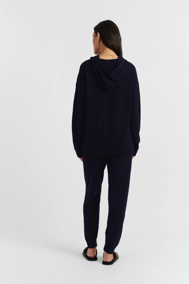 Navy Wool-Cashmere Relaxed Hoodie image 3