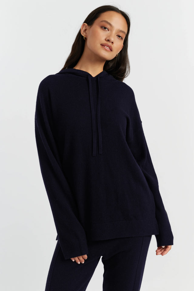 Navy Wool-Cashmere Relaxed Hoodie image 1