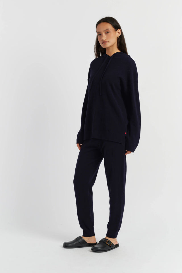 Navy Wool-Cashmere Relaxed Hoodie image 2