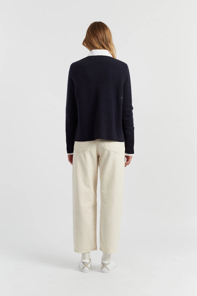 Navy Pure Cashmere Boxy Sweater image 6