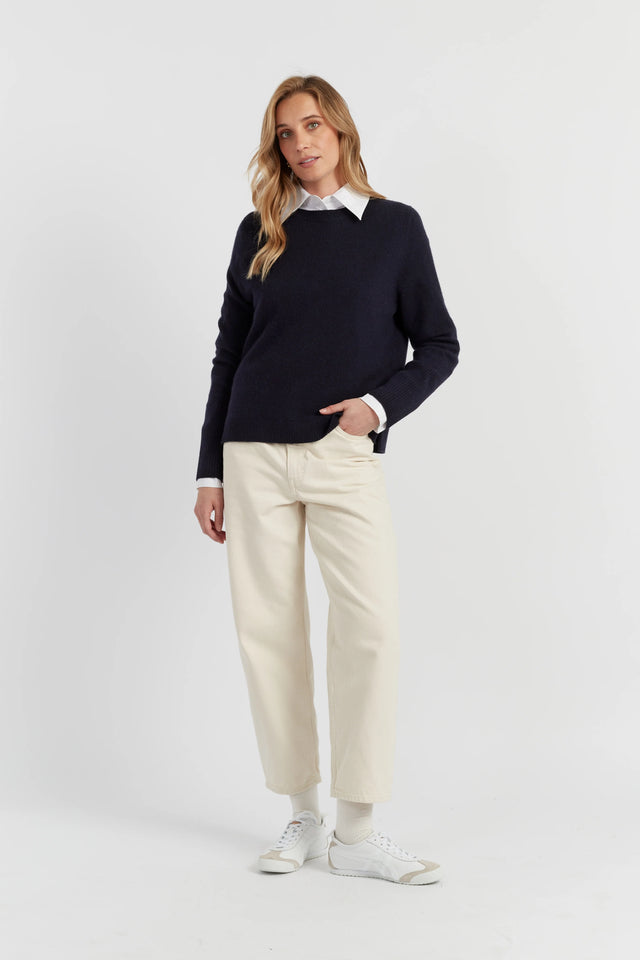 Navy Pure Cashmere Boxy Sweater image 5