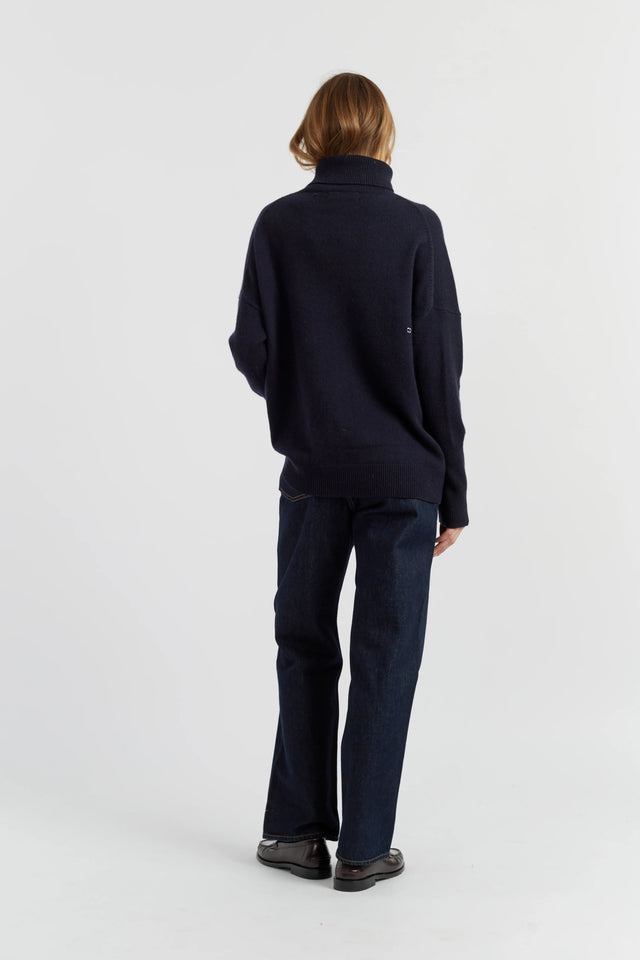 Navy Pure Cashmere Rollneck Sweater image 7
