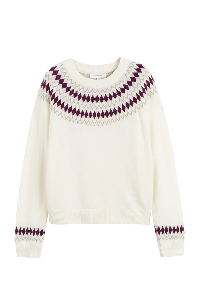 Cream Wool-Cashmere Fair Isle Sweater image 4