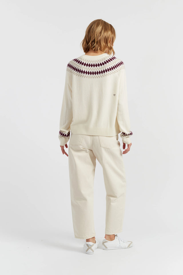 Cream Wool-Cashmere Fair Isle Sweater image 3