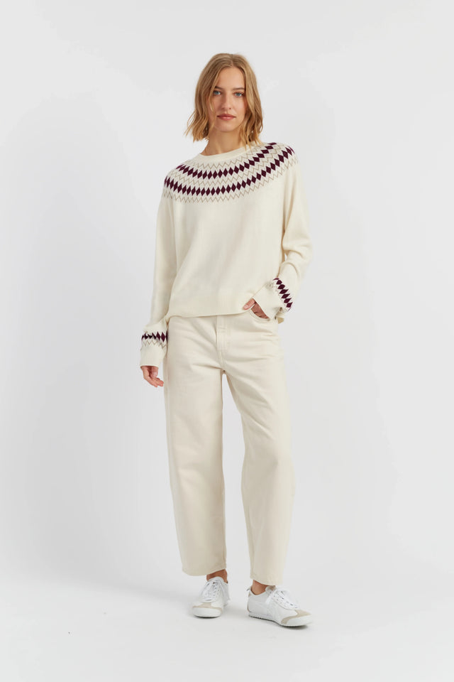 Cream Wool-Cashmere Fair Isle Sweater image 2