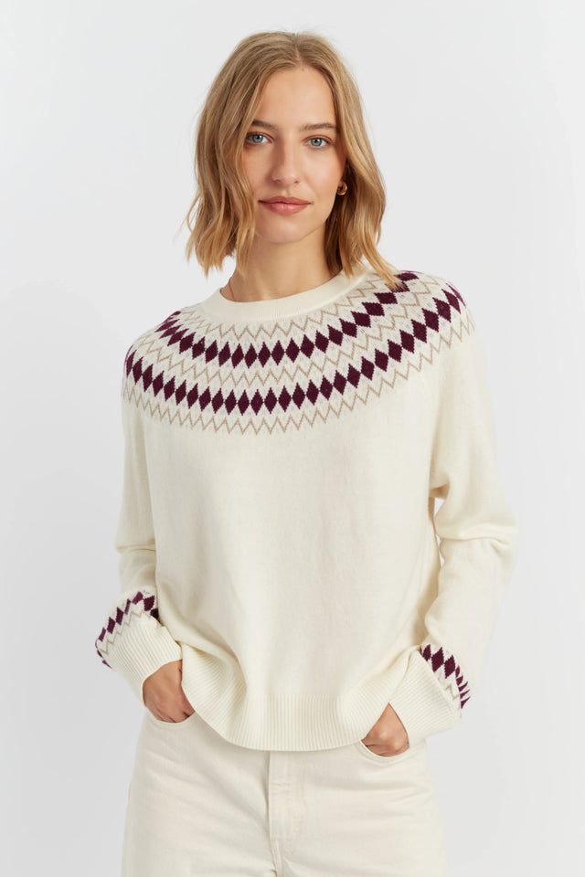 Cream Wool-Cashmere Fair Isle Sweater image 1